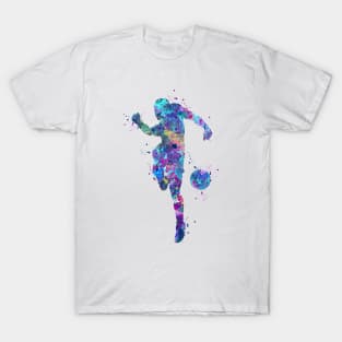 Boy Soccer Player Shooting Pose Watercolor T-Shirt